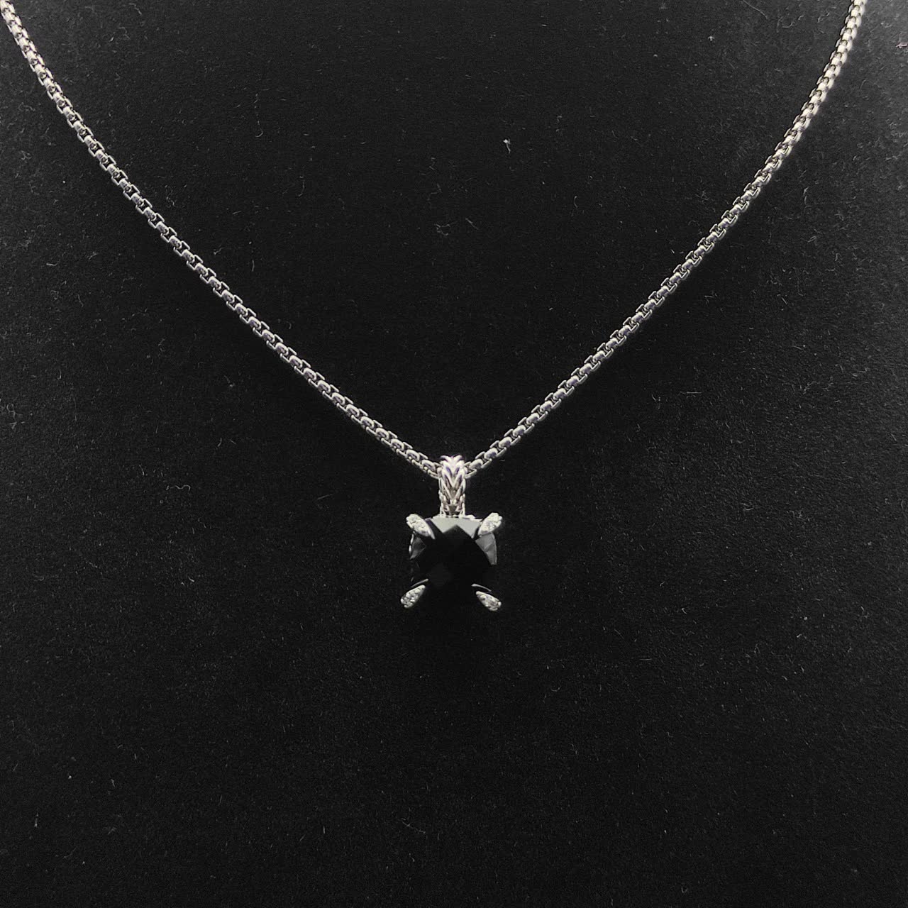 David Yurman Black Onyx and Diamond Chain Necklace